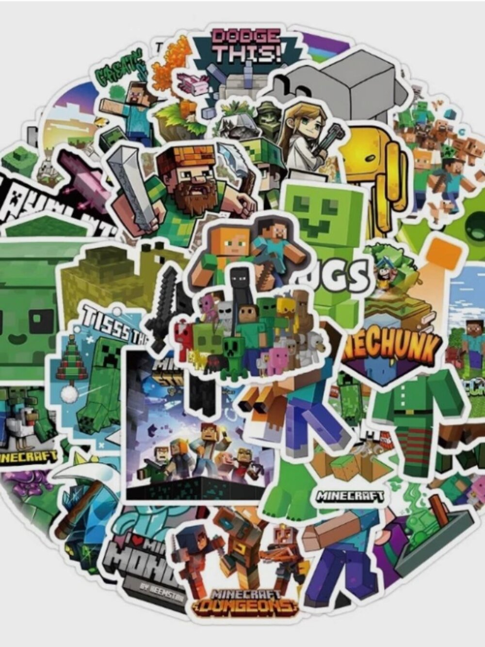 50PCS Minecraft Stickers Waterproof Vinyl Laptop Phone Tablet Water Bottle Decal